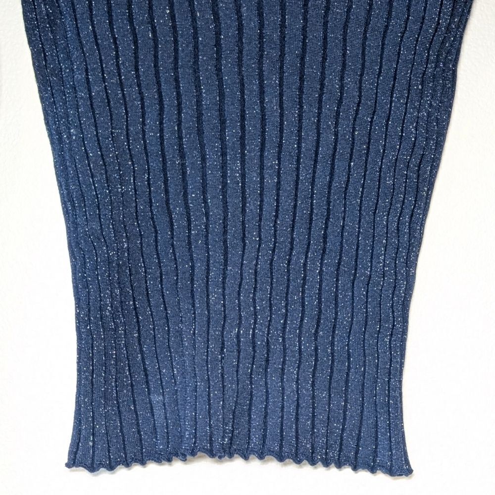 Vince Wool Ribbed Mock Neck Sweater in Blue - Picture 8 of 13